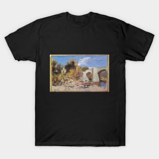 A Bridge with a Cottage and Trees beyond, 1813 T-Shirt